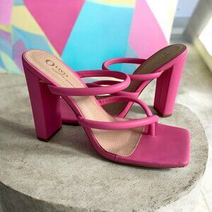 OLIVIA MILLER Pink Block Heel Sandals Size 7